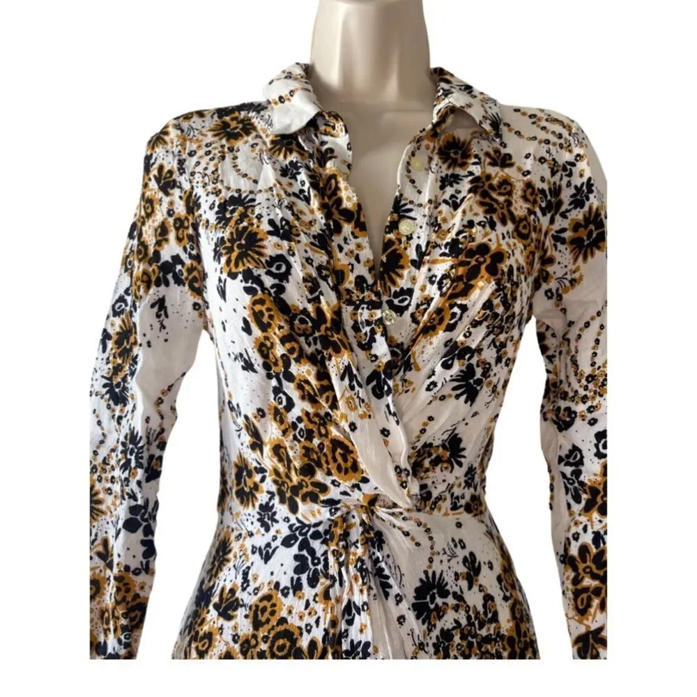EUC Free People White and Brown Floral Maxi Dress